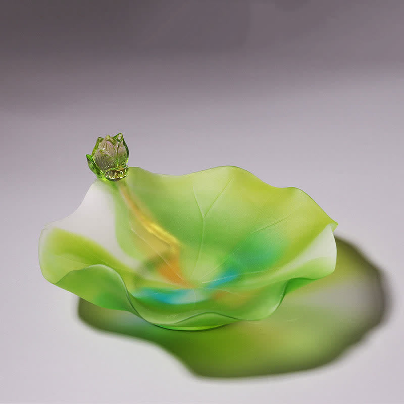 Nimara Ritual Feng Shui Lotus Handmade Liuli Crystal Art Piece Home Office Offering Decoration