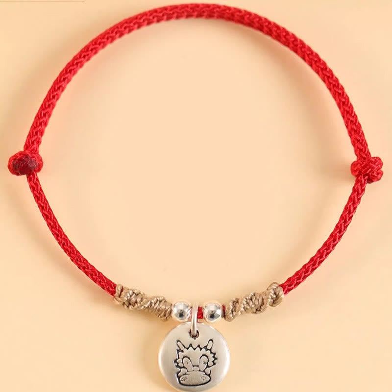 Nimara Ritual Handmade 999 Sterling Silver Year of the Dragon Cute Chinese Zodiac Luck Braided Bracelet