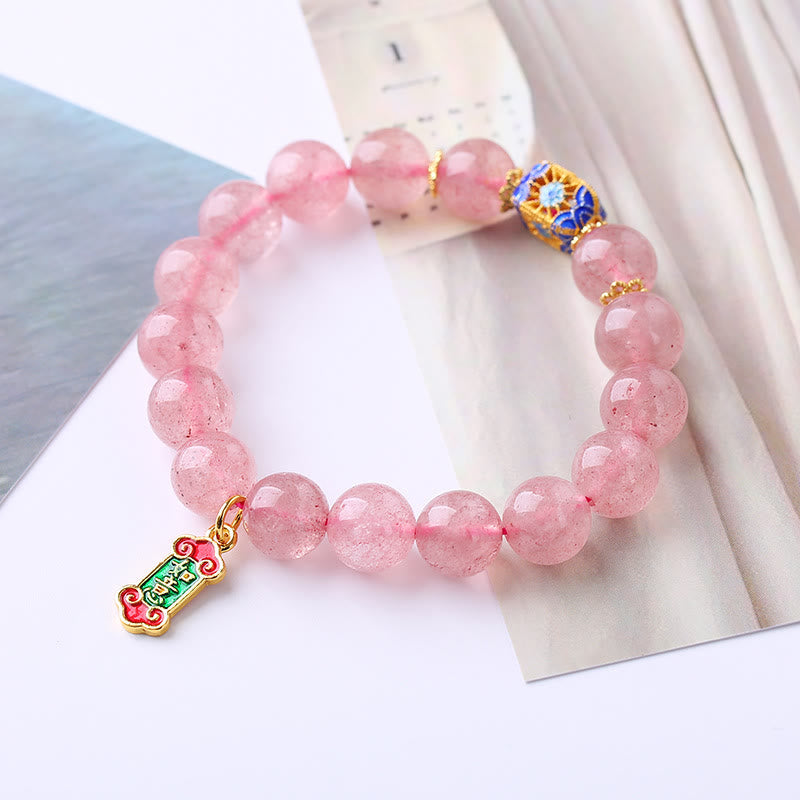 Nimara Ritual Strawberry Quartz Positive Ruyi Charm Bracelet