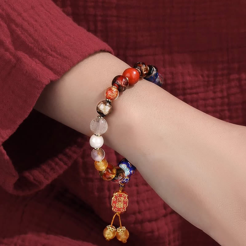 Nimara Ritual Tibetan Colorful Incense Ash Liuli Glass Bead Om Mani Padme Hum Dorje Vajra 18 Beads Wrist Mala
