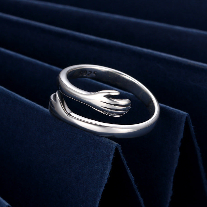 Nimara Ritual 925 Sterling Silver Love Hug Thumb Ring