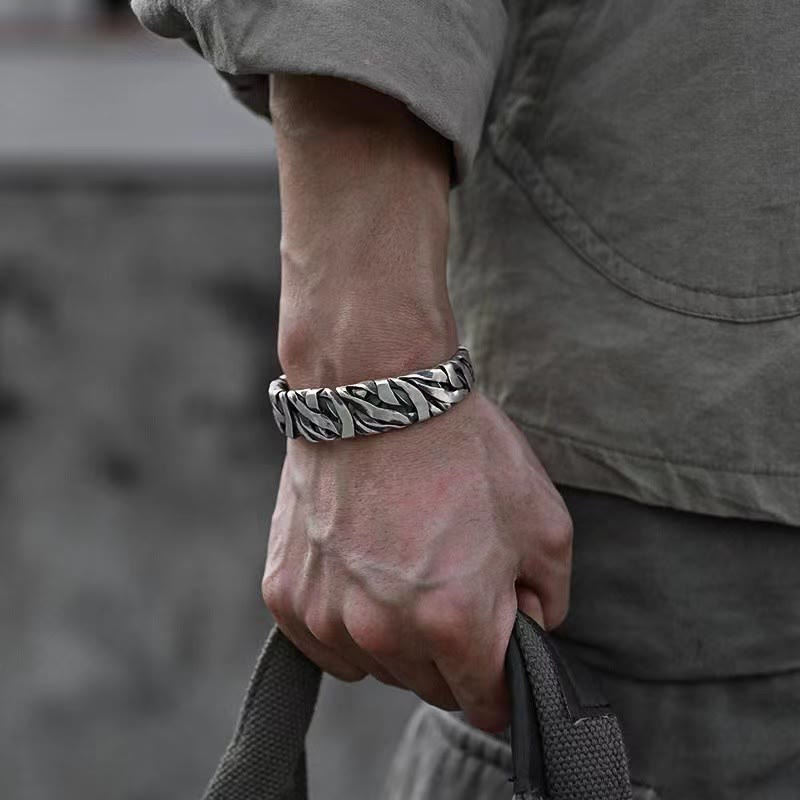 Nimara Ritual Retro Line Texture Healing Cuff Bracelet Bangle