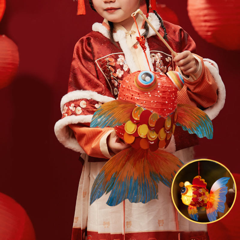 Nimara Ritual DIY Good Luck Koi Fish Paper Lantern Lamp Mid-Autumn Festival Child Kids Lantern Decoration