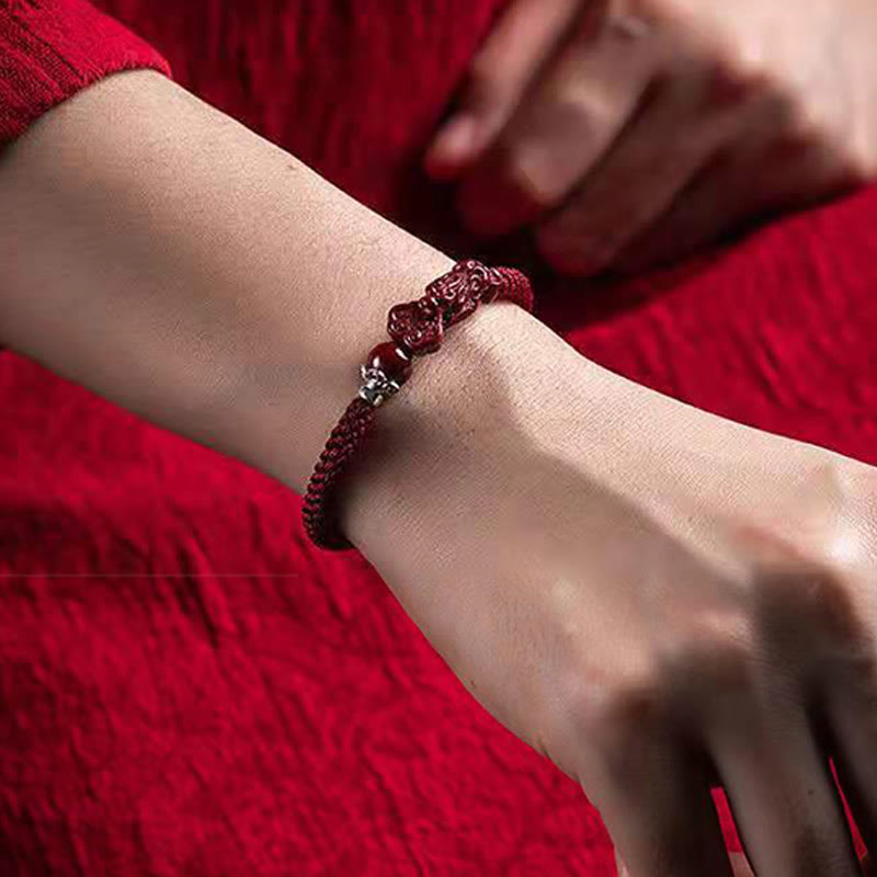 Nimara Ritual Handcrafted PiXiu Cinnabar Wealth Luck Braided Bracelet