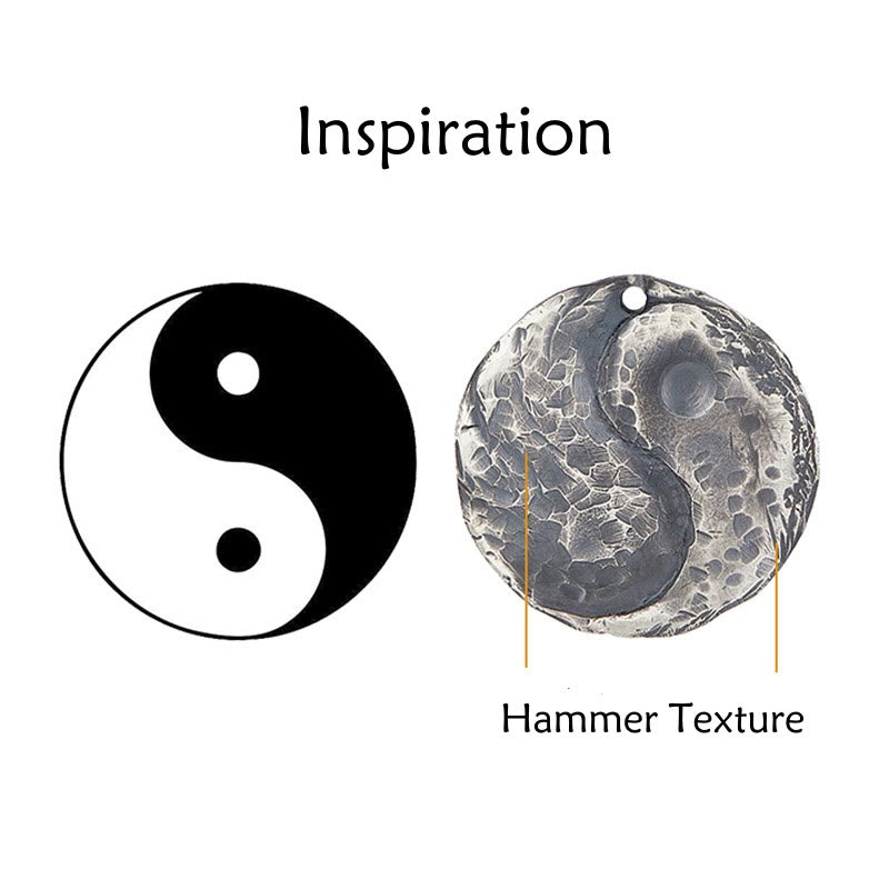 Nimara Ritual 990 Sterling Silver Yin Yang Hammer Texture Harmony Necklace Pendant