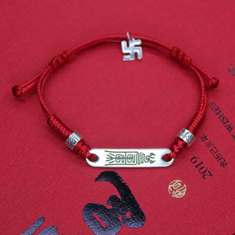 Nimara Ritual 925 Sterling Silver Red String Luck Strength Braid Bracelet