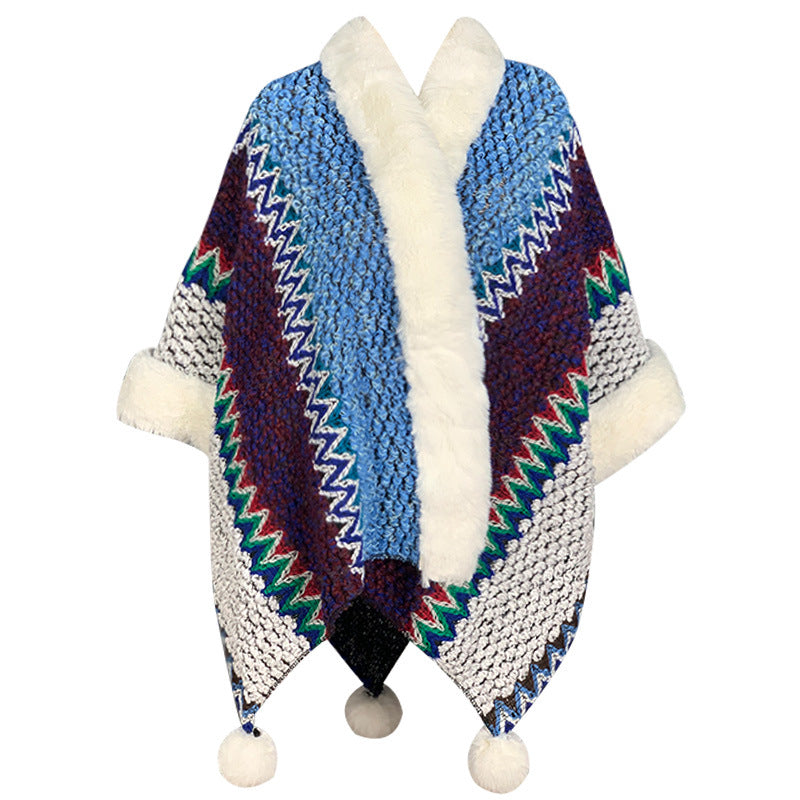 Nimara Ritual Tibetan Multicolored Striped Shawl Winter Cozy Travel Scarf Wrap