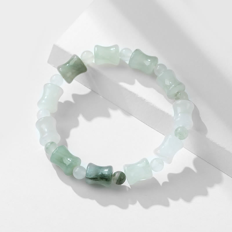 Nimara Ritual Jade Coconut Shell Bamboo Pattern Abundance Luck Bracelet
