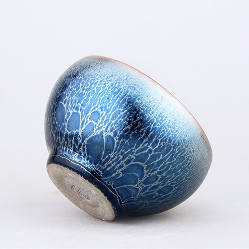 Nimara Ritual Handmade Jellyfish Dragon Scale Pattern Chinese Jianzhan Ceramic Teacup Tenmoku Kung Fu Tea Cup