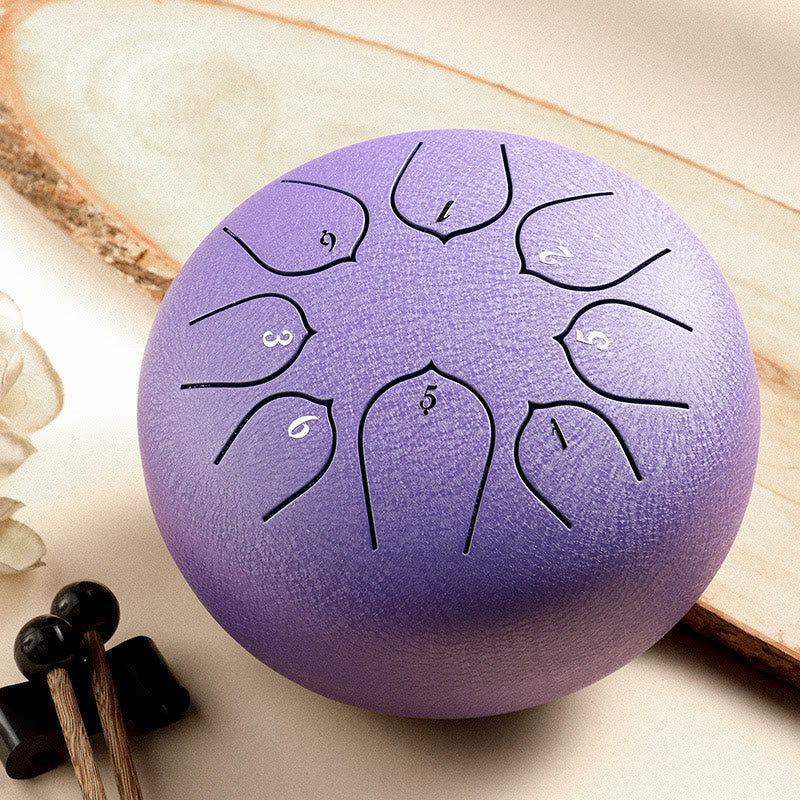 Nimara Ritual Steel Tongue Drum Sound Healing Meditation Lotus Pattern Drum Kit 8 Note 6 Inch Percussion Instrument