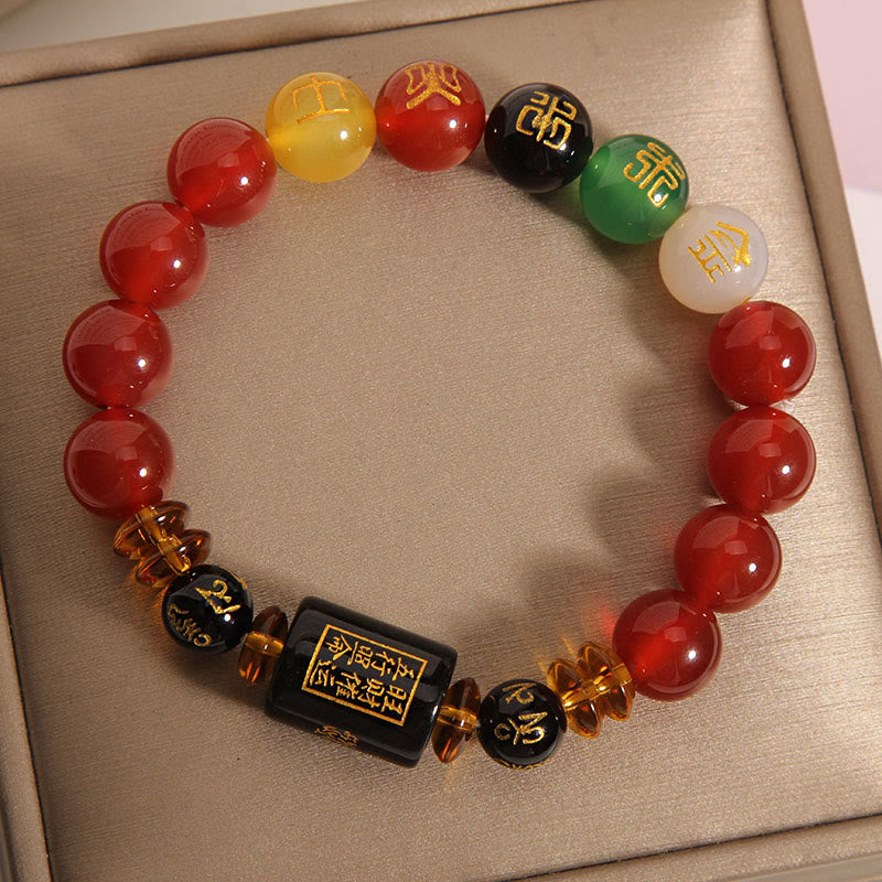 Nimara Ritual Five Elements Black Onyx Red Agate Wisdom Wealth Bracelet