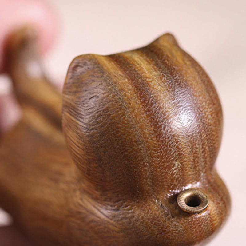 Nimara Ritual Green Sandalwood Cute Cat Pattern Soothing Stick Incense Burner Decoration