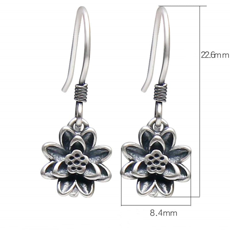 Nimara Ritual 925 Sterling Silver Lotus Flower Enlightenment Earrings