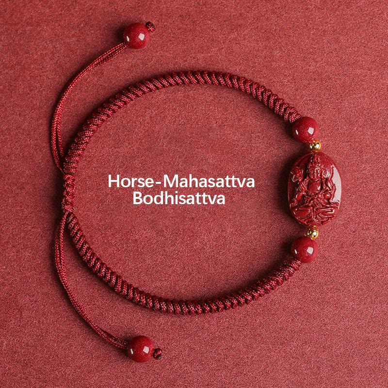 Nimara Ritual Chinese Zodiac Natal Buddha Cinnabar Keep Away Evil Spirits Rope Bracelet