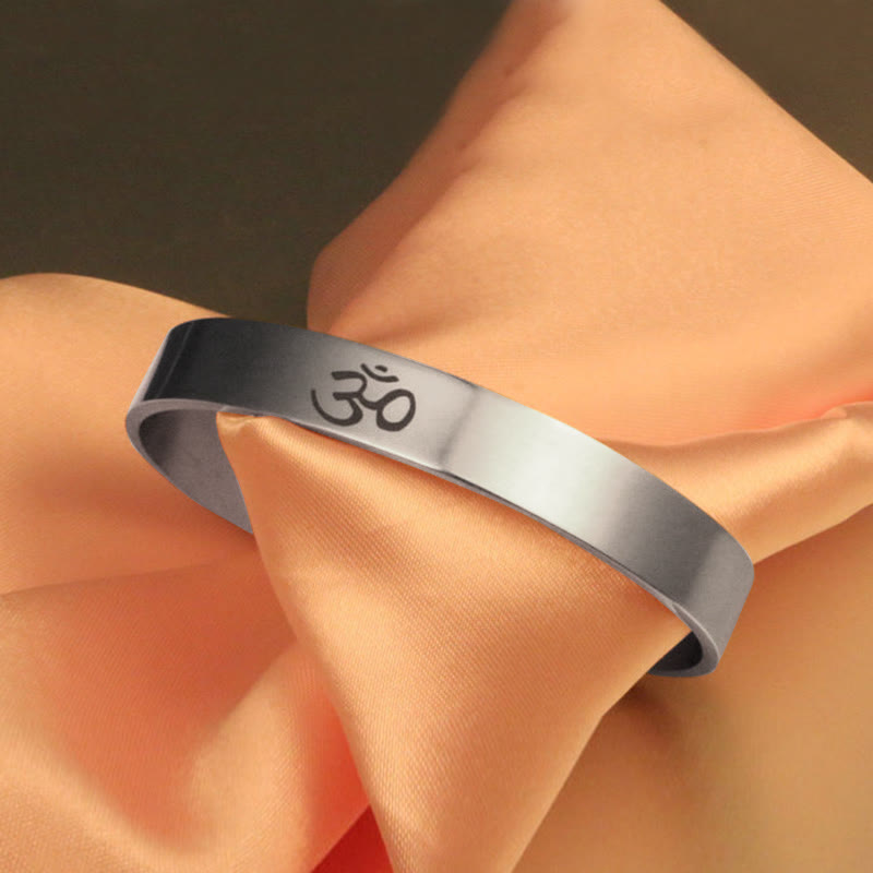 Nimara Ritual Tibetan OM Symbol Mindfulness Cuff Bracelet Bangle