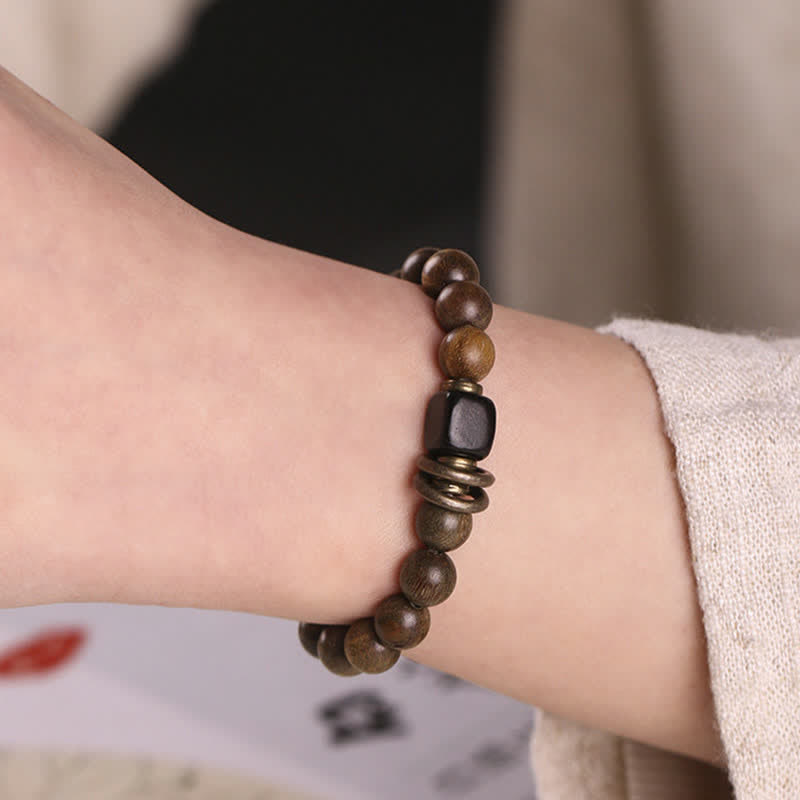 Nimara Ritual Tibetan Green Sandalwood Crystal Soothing Peace Bracelet