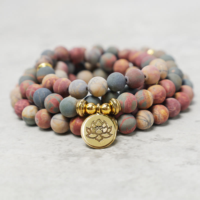 Nimara Ritual 108 Mala Beads Picasso Jasper Stone Courage Energy Bracelet