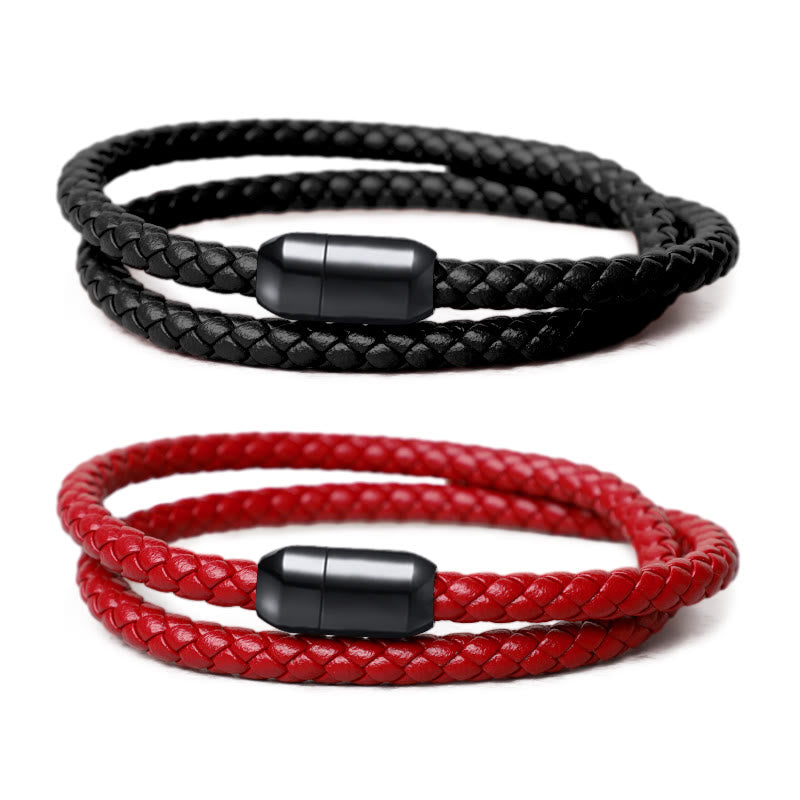 Nimara Ritual Genuine Leather Red String Protection Magnetic Buckle Bracelet