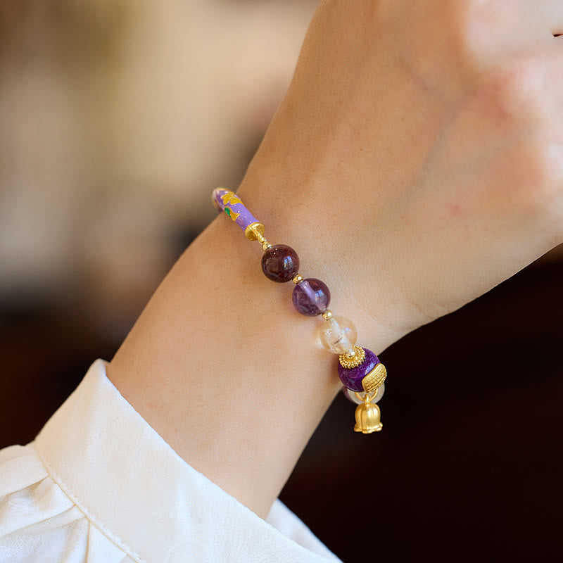 Nimara Ritual Purple Phantom Purple Jade Scripture Citrine Love Wisdom Bracelet Bangle
