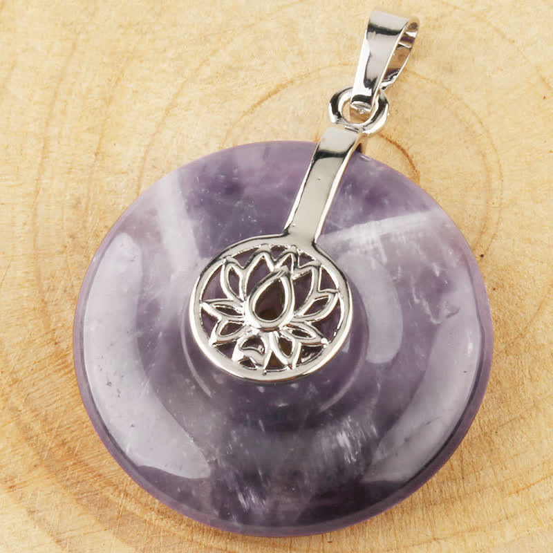 Nimara Ritual Various Crystal Amethyst Pink Crystal Lotus Healing Necklace Pendant