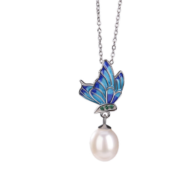 Nimara Ritual 925 Sterling Silver Pearl Butterfly Healing Necklace Pendant Earrings Ring
