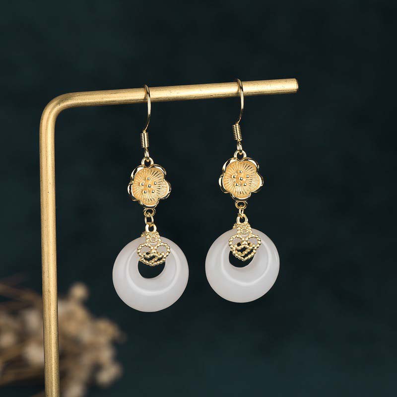 Nimara Ritual FengShui White Jade Blessing Drop Earrings
