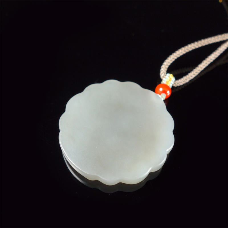 Nimara Ritual White Jade Peacock Protection Blessing Necklace Pendant