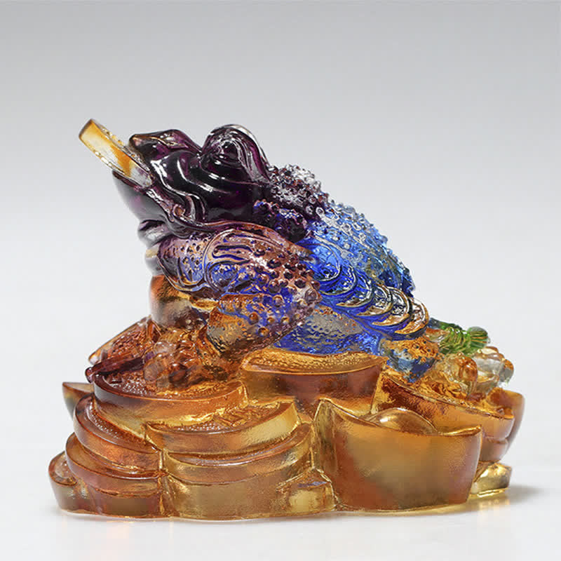 Nimara Ritual Feng Shui Frog Handmade Liuli Crystal Art Piece Wealth Home Office Decoration