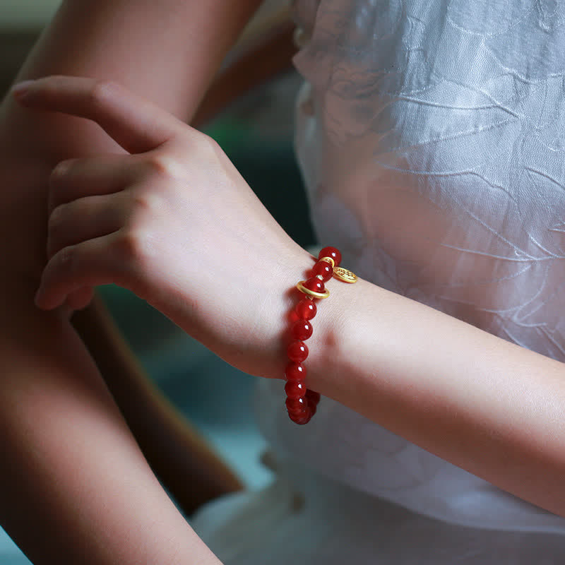 Nimara Ritual Natural Red Agate Blessing Letter Confidence Bracelet