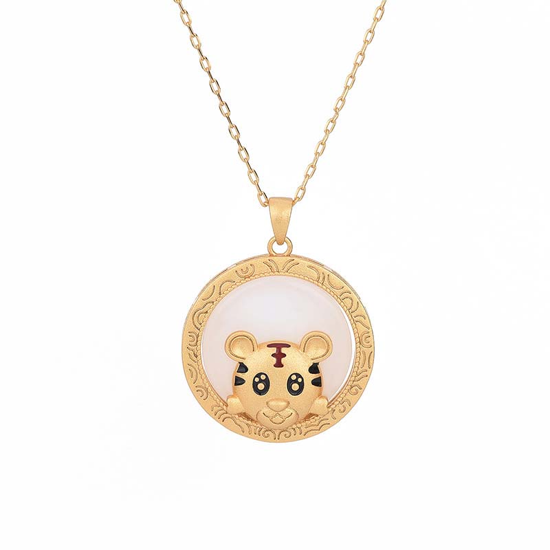 Nimara Ritual White Jade Year of the Tiger Blessing Necklace