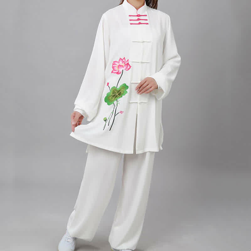 Nimara Ritual Lotus Flower Leaf Pattern Tai Chi Meditation Prayer Spiritual Zen Practice Clothing Women's Set