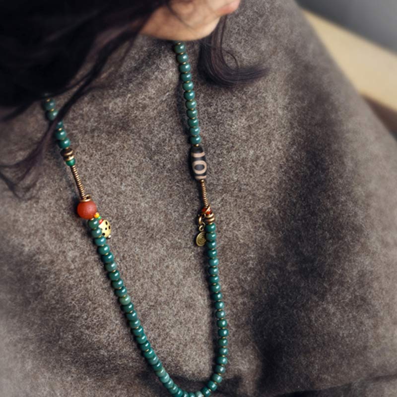 Nimara Ritual 108 Mala Beads Bodhi Seed Dzi Bead Wisdom Bracelet