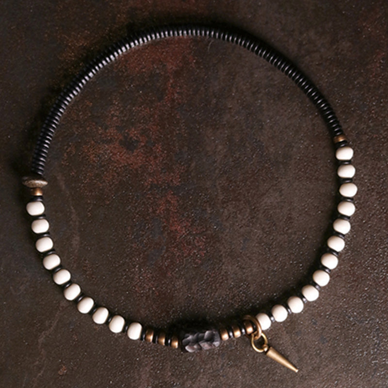 Nimara Ritual Bone Beads Ebony Wood Copper Strength Couple Bracelet