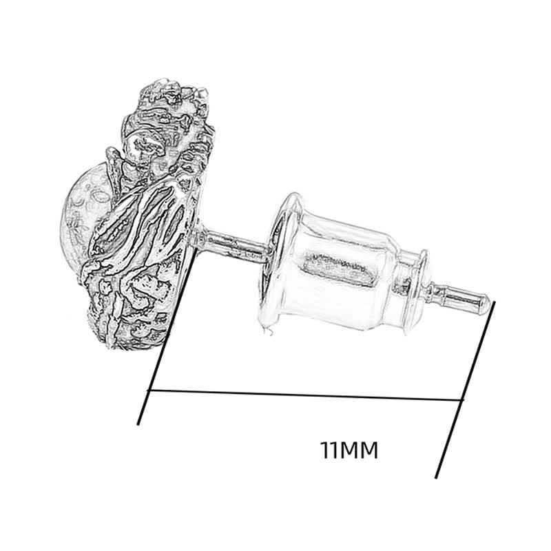 Nimara Ritual 925 Sterling Silver Natural Amber Dragon Success Protection Stud Earring
