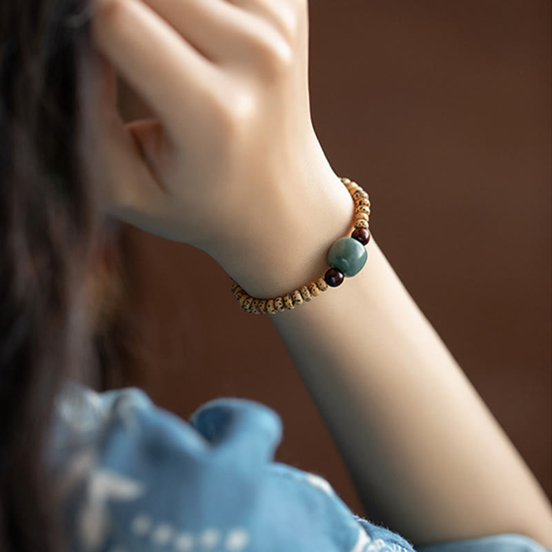 Nimara Ritual Bodhi Seed Small Leaf Red Sandalwood Wisdom Bracelet