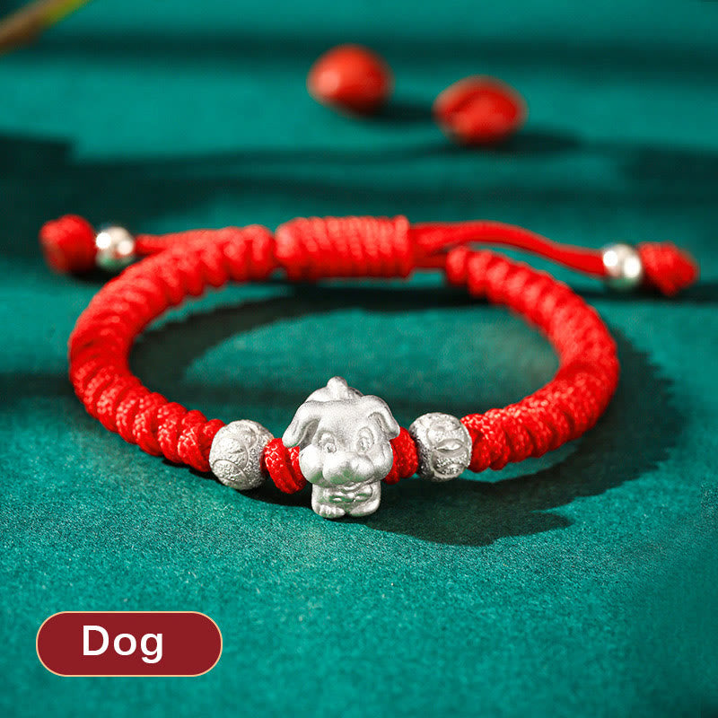 Nimara Ritual 999 Sterling Silver Chinese Zodiac Red Rope Luck Handcrafted Kids Bracelet