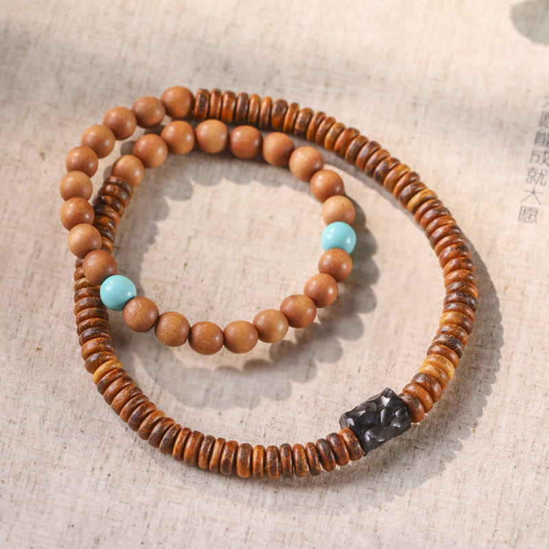 Nimara Ritual Sandalwood Turquoise Protection Double Wrap Bracelet