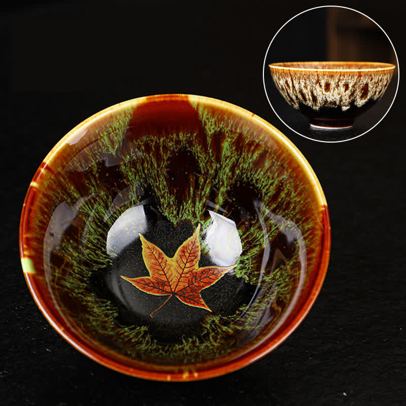 Nimara Ritual Maple Leaf Colorful Ceramic Teacup Home Tea Cups