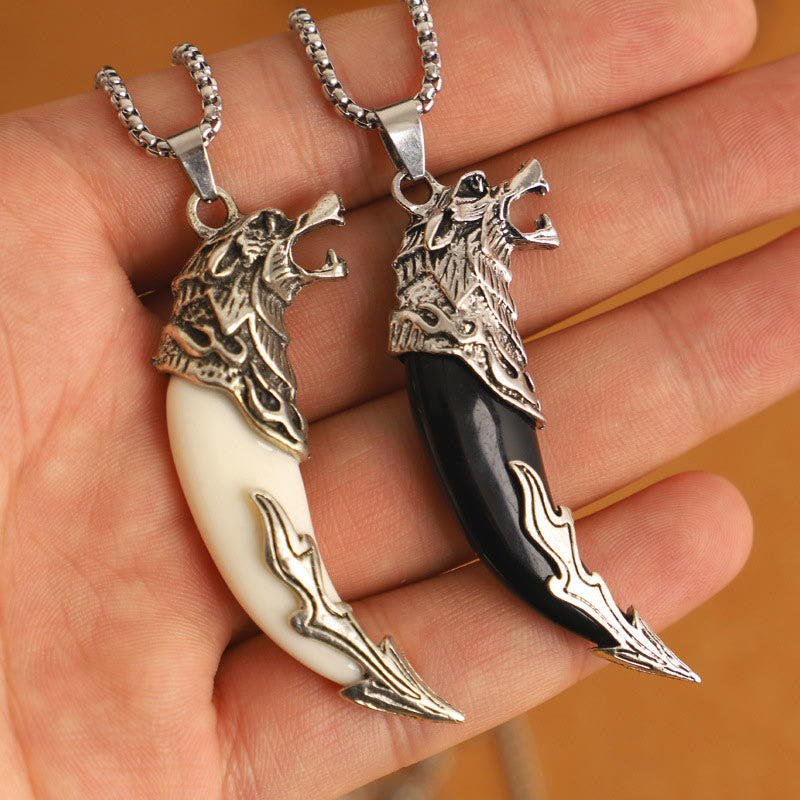 Nimara Ritual Imitation Wolf Tooth Titanium Steel Balance Necklace Pendant
