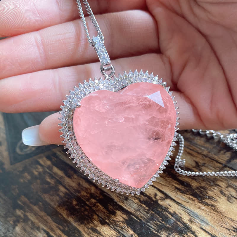 Nimara Ritual Rose Quartz Crystal Love Heart Relationships Necklace Pendant