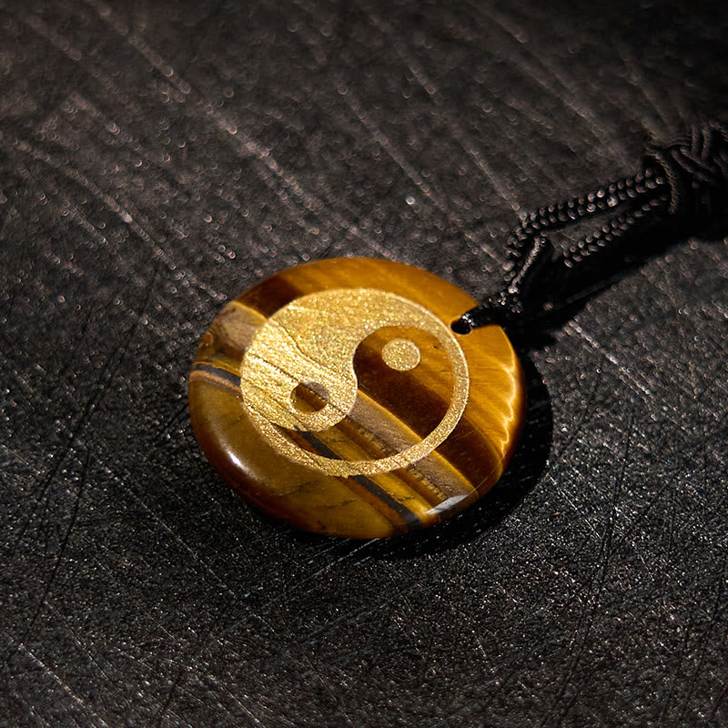 Nimara Ritual Various Crystal Amethyst Tiger Eye Green Aventurine Yin Yang Spiritual Necklace Pendant