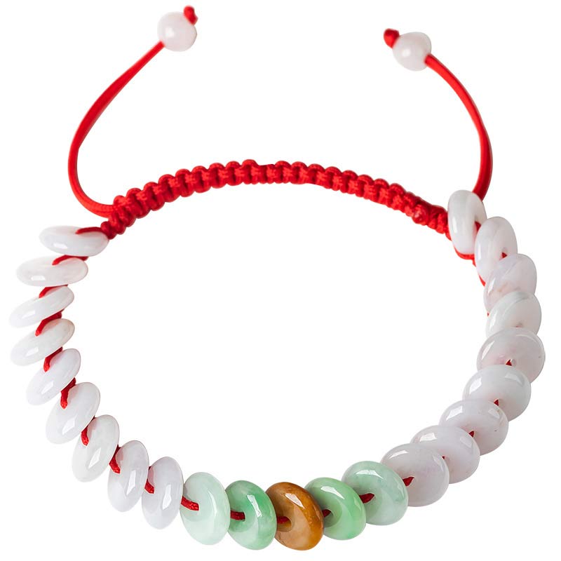 Nimara Ritual Round Jade Lucky Red String Weave Bracelet