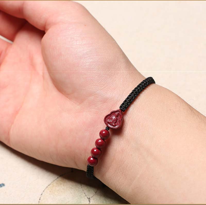 Nimara Ritual Laughing Buddha Avalokitesvara Cinnabar Blessing String Bracelet