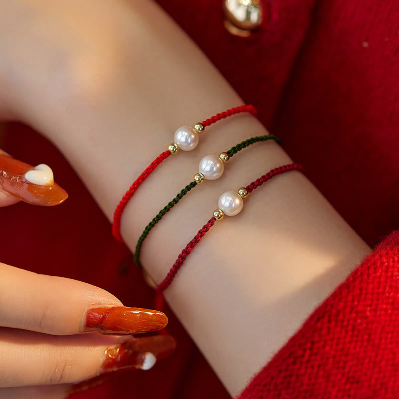 Nimara Ritual Natural Pearl Bead Luck Braid String Bracelet