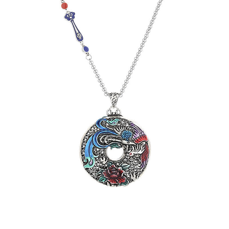 Nimara Ritual Phoenix Peony Flower Luck Protection Necklace Pendant