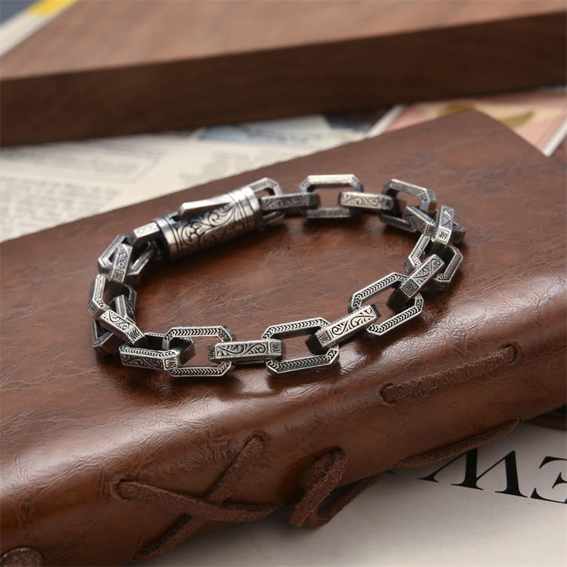 Nimara Ritual Vintage Tang Dynasty Flower Design Engraved Luck Energy Bracelet
