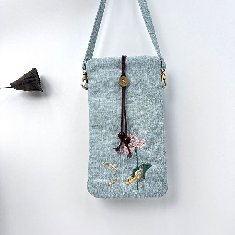 Nimara Ritual Small Embroidered Flowers Crossbody Bag Shoulder Bag Cellphone Bag 11*20cm