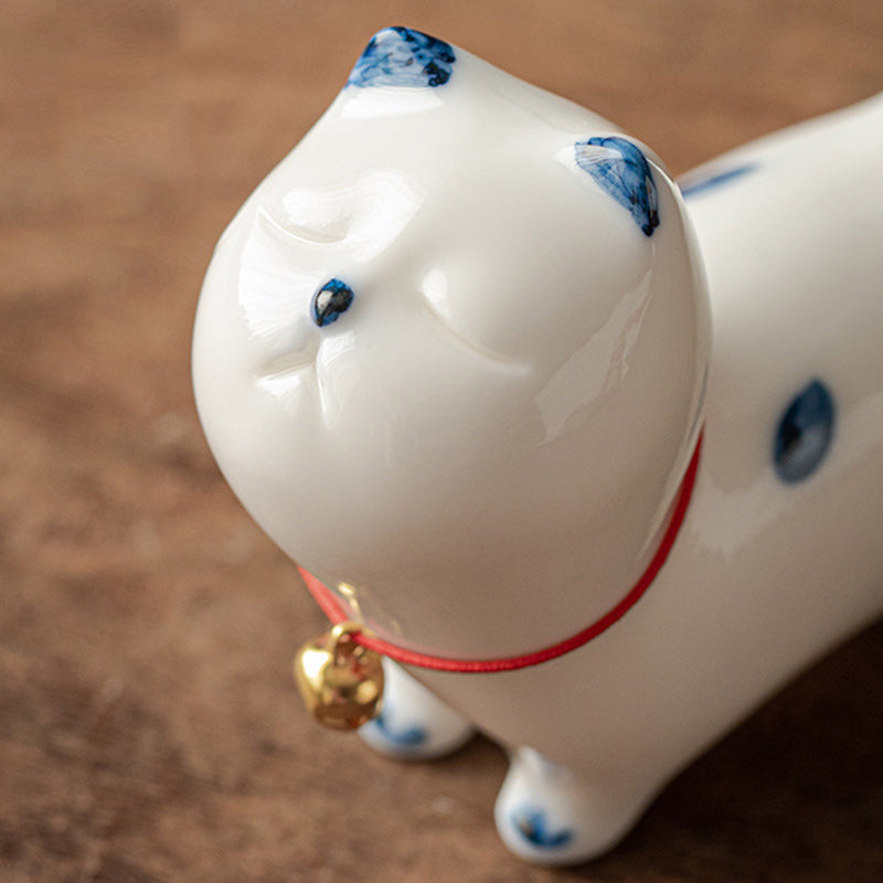 Nimara Ritual Mini Lucky White Cat Kitten Tea Pet Ceramic Home Desk Figurine Decoration