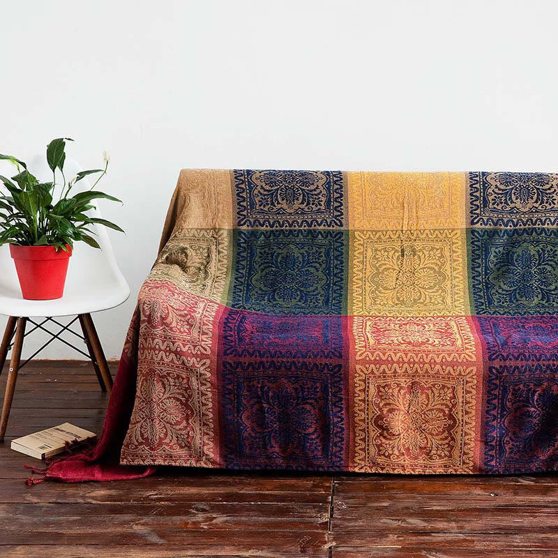 Nimara Ritual Tibetan Floral Pattern Hand-Dyed Craftsman Blanket