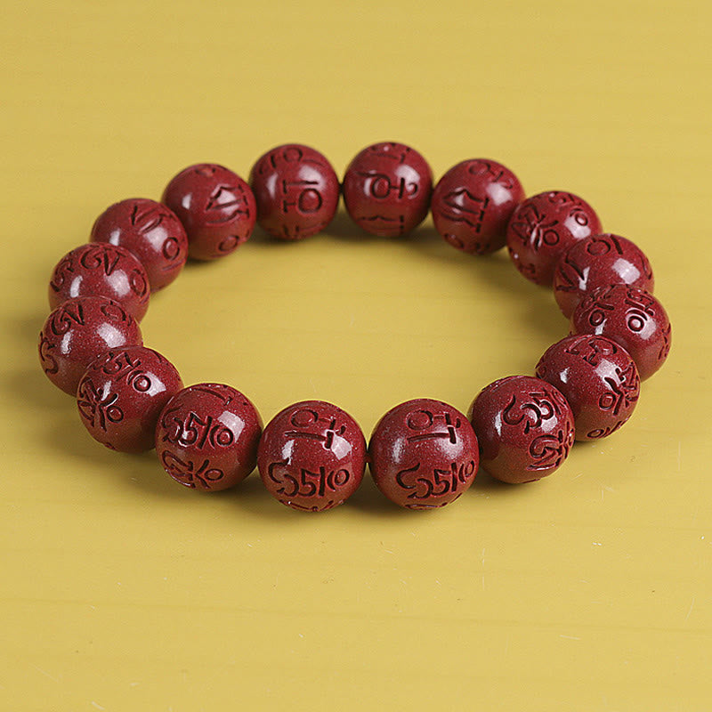 Nimara Ritual Natural Double PiXiu Cinnabar Om Mani Padme Hum Wealth Luck Bead Bracelet